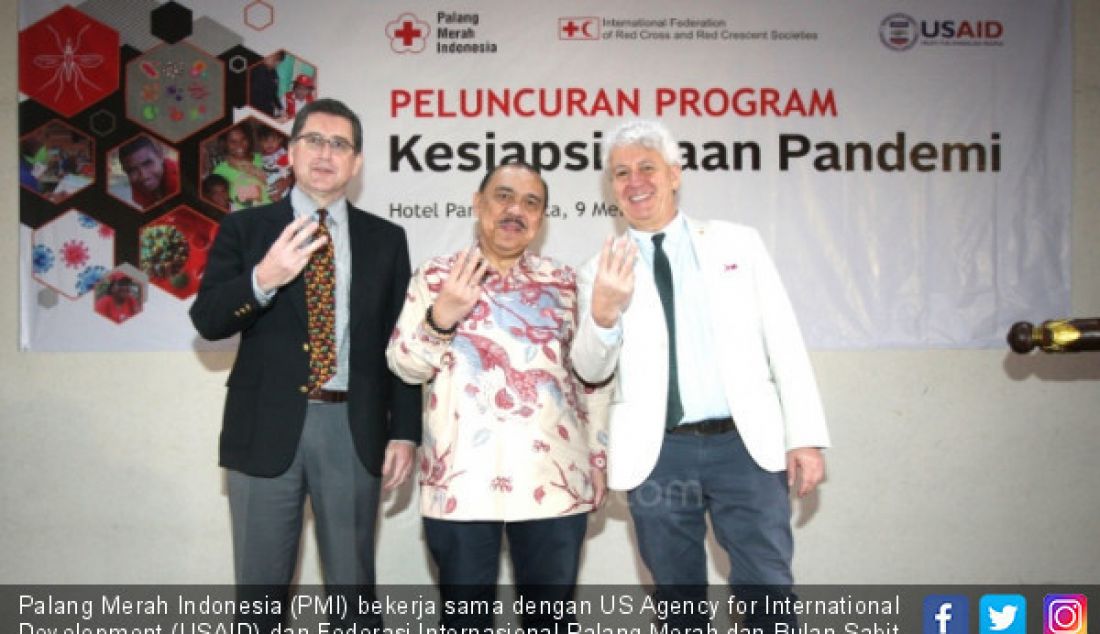 Palang Merah Indonesia (PMI) bekerja sama dengan US Agency for International Development (USAID) dan Federasi Internasional Palang Merah dan Bulan Sabit Merah (IFRC) melaksanakan program Pandemi yang merupakan upaya untuk membantu pemerintah dalam penanggulangan penyakit berpotensi Kejadian Luar Biasa (KLB) dan wabah/Epidemi. - JPNN.com