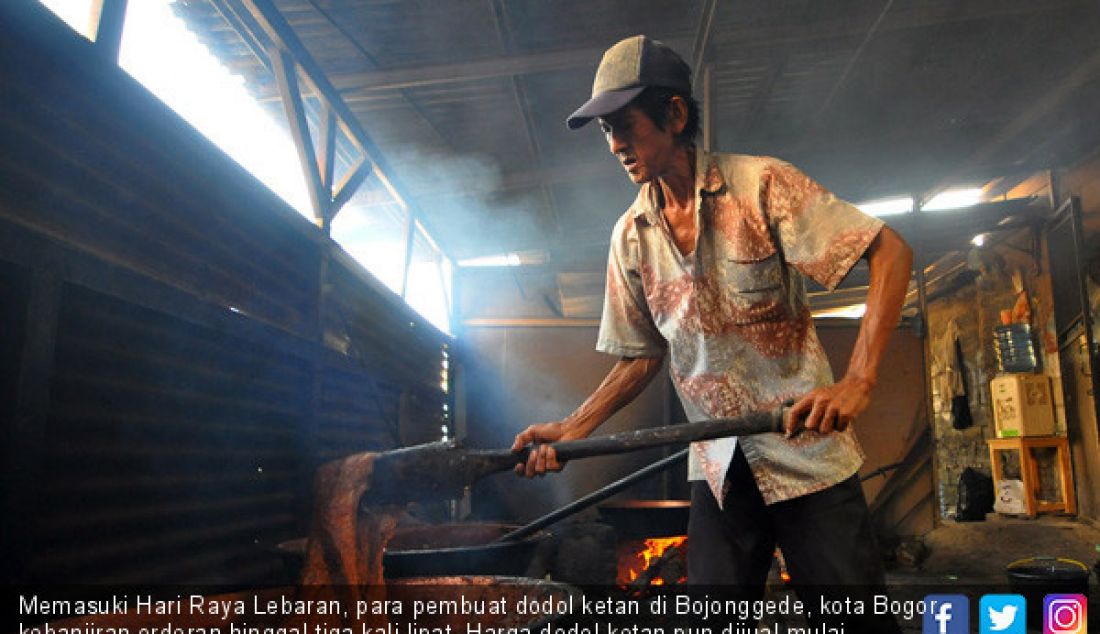 Memasuki Hari Raya Lebaran, para pembuat dodol ketan di Bojonggede, kota Bogor, kebanjiran orderan hinggal tiga kali lipat. Harga dodol ketan pun dijual mulai Rp 40.000 hingga Rp 60.000 per-kilogram. - JPNN.com