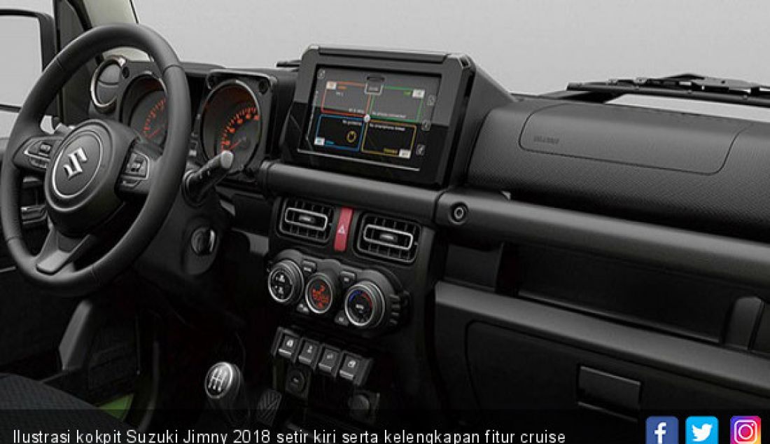 Ilustrasi kokpit Suzuki Jimny 2018 setir kiri serta kelengkapan fitur cruise control dan switch control di setir. - JPNN.com