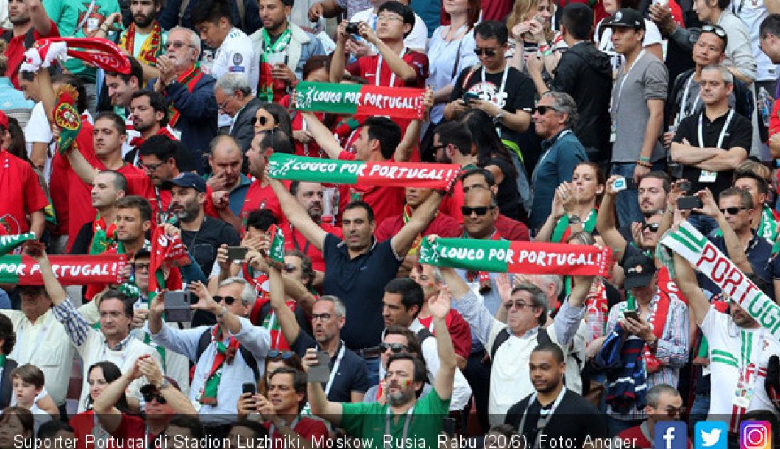 Suporter Portugal di Stadion Luzhniki, Moskow, Rusia, Rabu (20/6). - JPNN.com