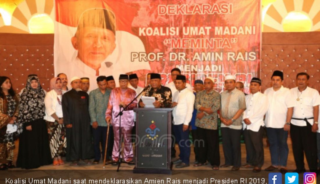 Koalisi Umat Madani saat mendeklarasikan Amien Rais menjadi Presiden RI 2019, Jakarta, Sabtu (30/6). - JPNN.com