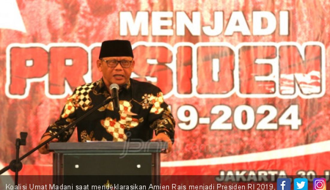 Koalisi Umat Madani saat mendeklarasikan Amien Rais menjadi Presiden RI 2019, Jakarta, Sabtu (30/6). - JPNN.com