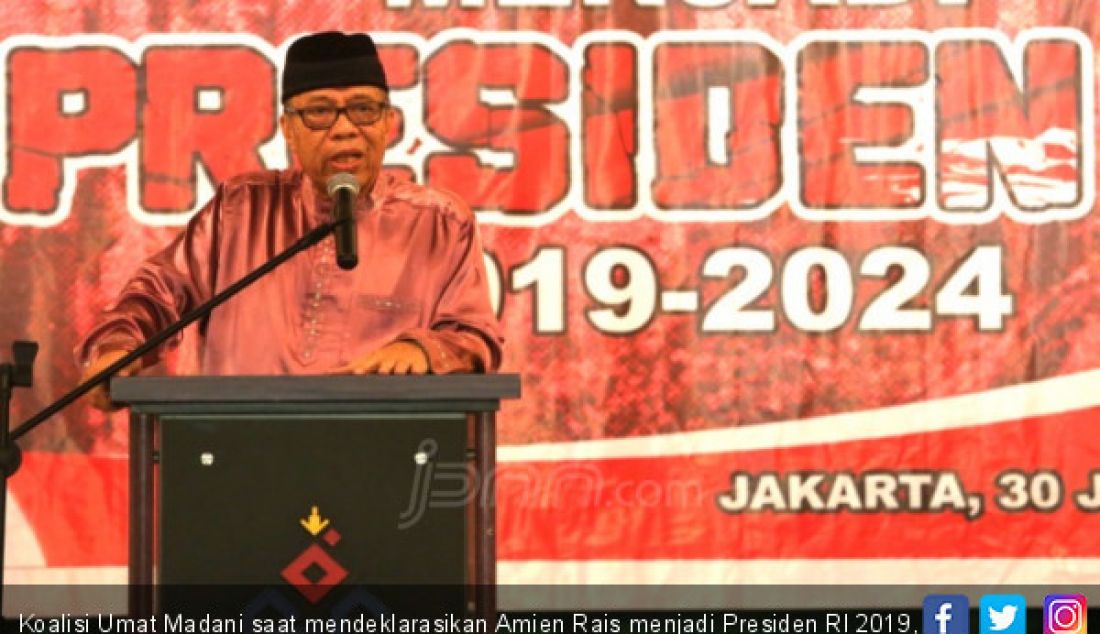 Koalisi Umat Madani saat mendeklarasikan Amien Rais menjadi Presiden RI 2019, Jakarta, Sabtu (30/6). - JPNN.com