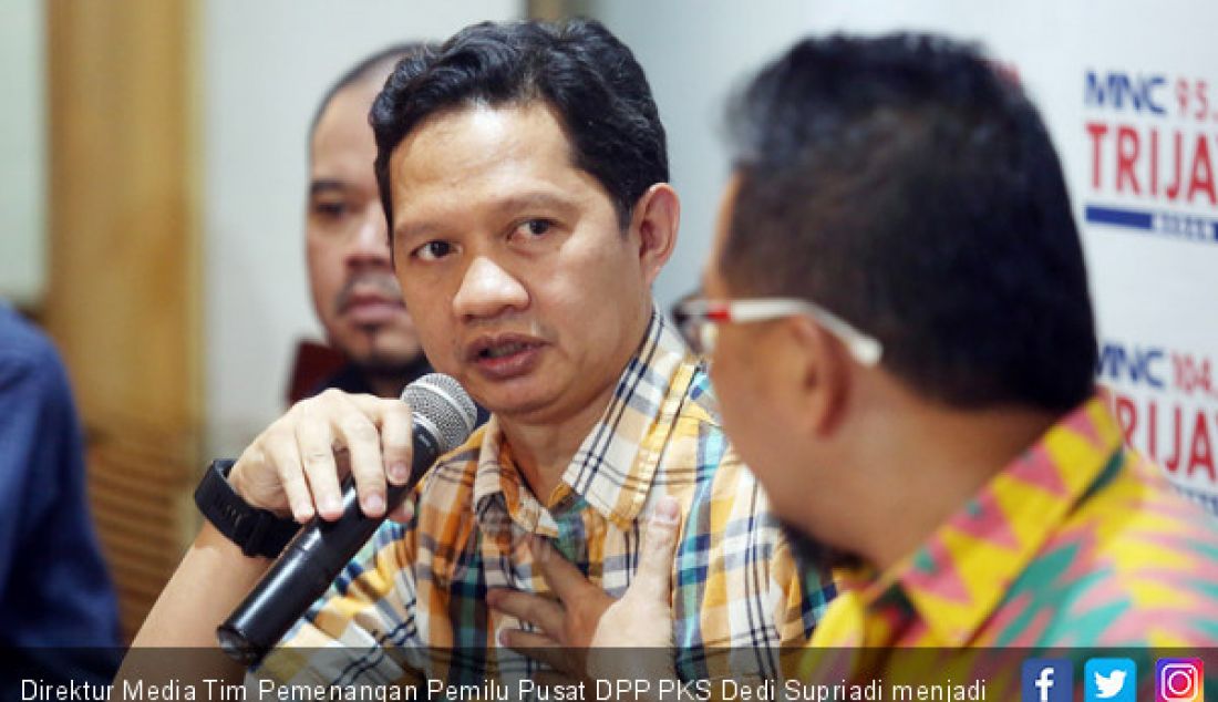 Direktur Media Tim Pemenangan Pemilu Pusat DPP PKS Dedi Supriadi menjadi pembicara pada diskusi Colak Colek Caleg, Jakarta, Sabtu (21/7). - JPNN.com
