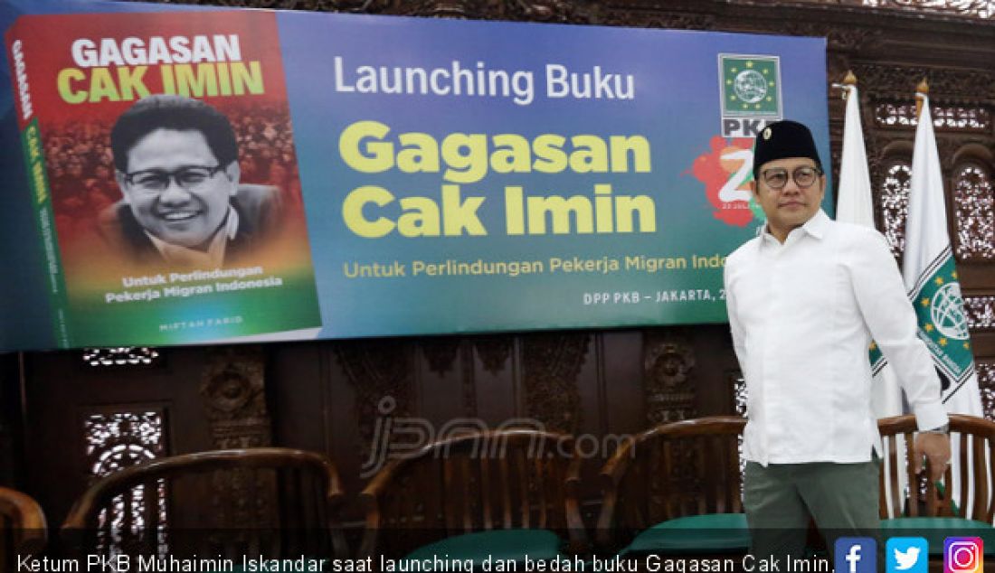 Ketum PKB Muhaimin Iskandar saat launching dan bedah buku Gagasan Cak Imin, Jakarta, Sabtu (21/7). - JPNN.com