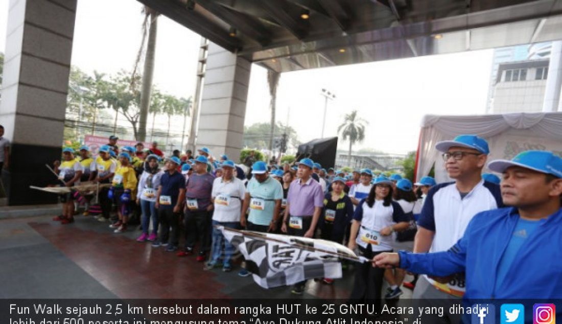 Fun Walk sejauh 2,5 km tersebut dalam rangka HUT ke 25 GNTU. Acara yang dihadiri lebih dari 500 peserta ini mengusung tema “Ayo Dukung Atlit Indonesia” di ajang Asian Games 2018 dan Asian Para Games 2018. - JPNN.com