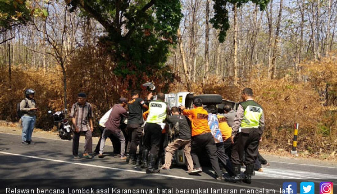 Relawan bencana Lombok asal Karanganyar batal berangkat lantaran mengelami laka lantas di leter S Jalan Ngawi, Mantingan Km 19 - 20. - JPNN.com