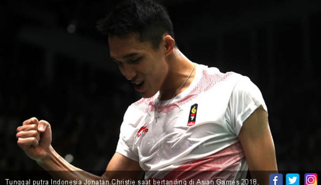 Tunggal putra Indonesia Jonatan Christie saat bertanding di Asian Games 2018, Jakarta, Minggu (26/8). - JPNN.com