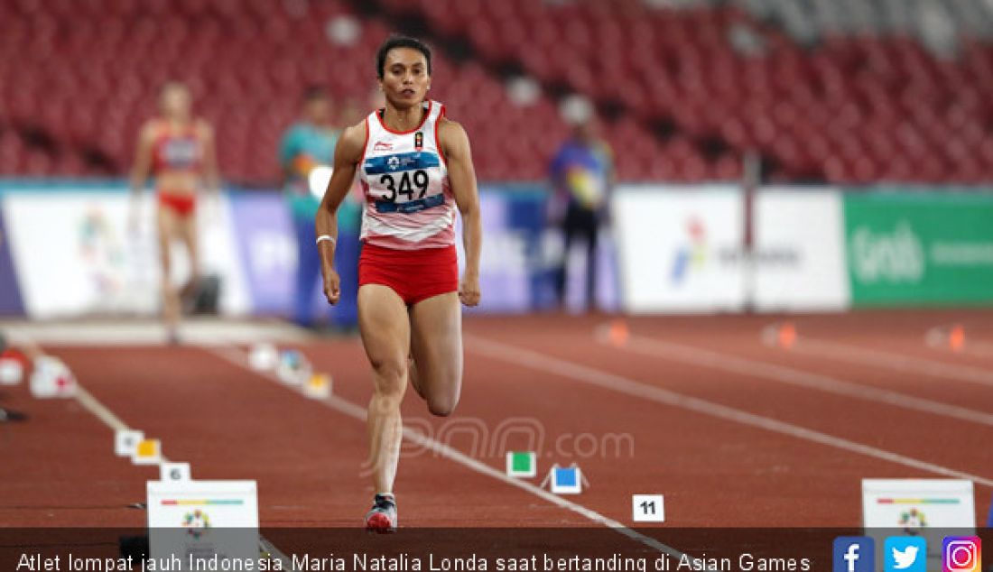 Atlet lompat jauh Indonesia Maria Natalia Londa saat bertanding di Asian Games 2018, Jakarta, Senin (27/8). - JPNN.com