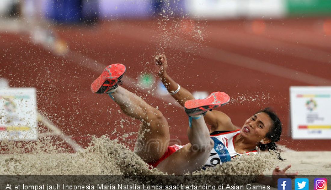 Atlet lompat jauh Indonesia Maria Natalia Londa saat bertanding di Asian Games 2018, Jakarta, Senin (27/8). - JPNN.com