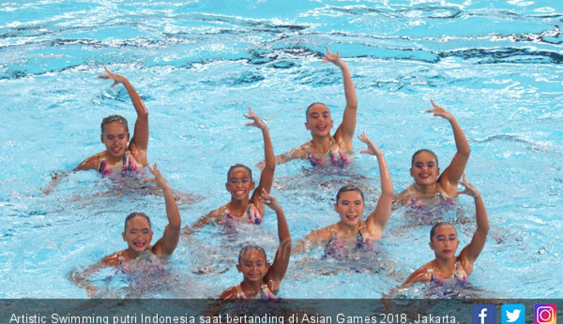 Artistic Swimming putri Indonesia saat bertanding di Asian Games 2018, Jakarta, Rabu (29/8). - JPNN.com