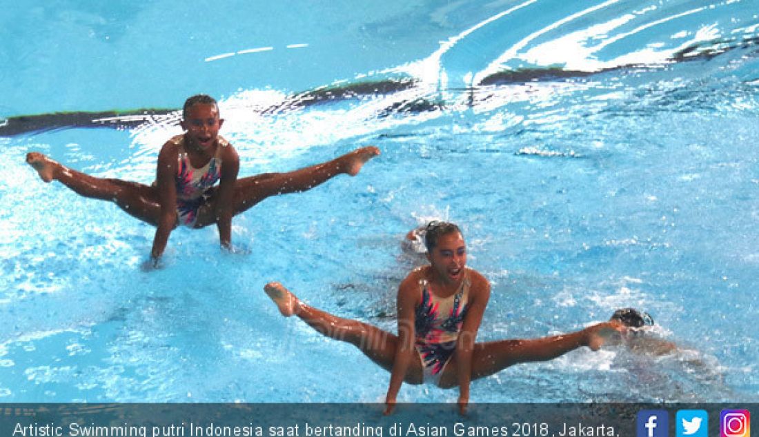 Artistic Swimming putri Indonesia saat bertanding di Asian Games 2018, Jakarta, Rabu (29/8). - JPNN.com