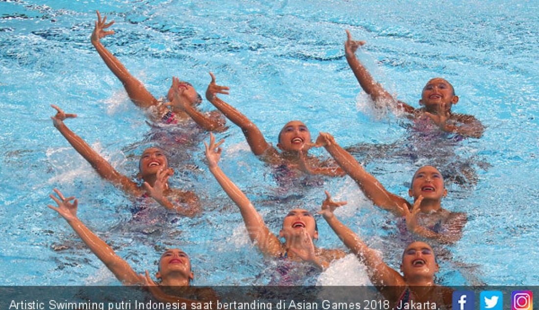 Artistic Swimming putri Indonesia saat bertanding di Asian Games 2018, Jakarta, Rabu (29/8). - JPNN.com