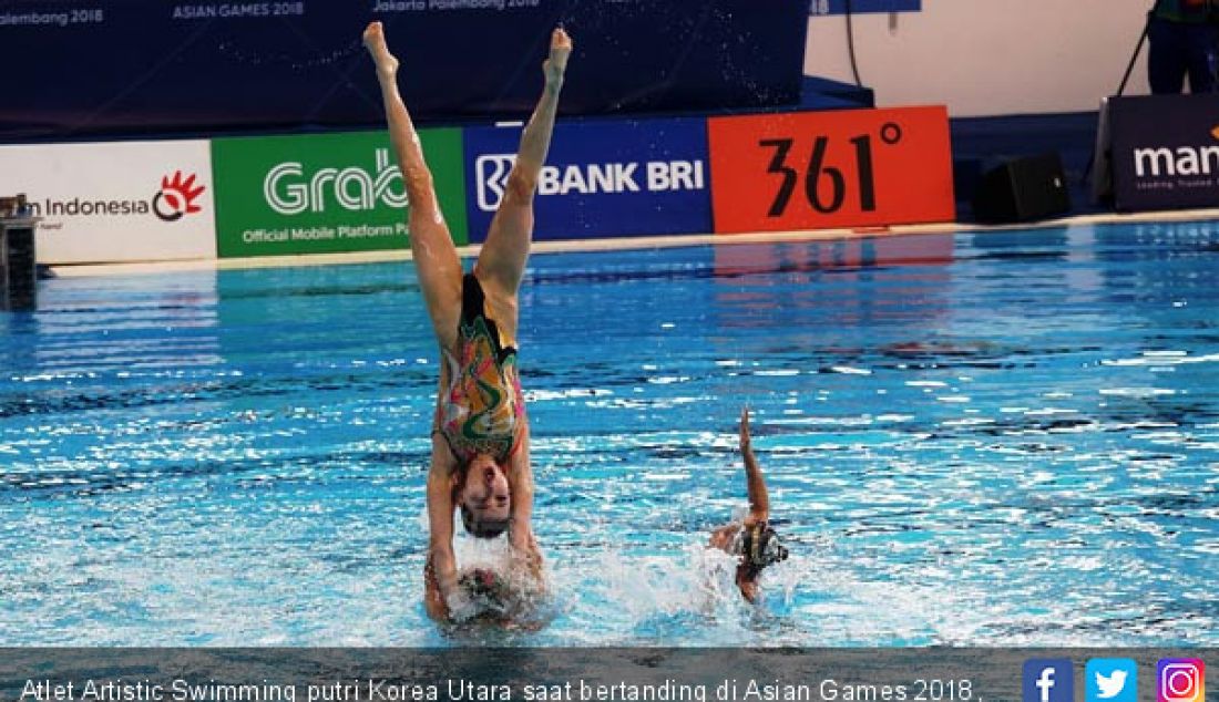 Atlet Artistic Swimming putri Korea Utara saat bertanding di Asian Games 2018, Jakarta, Rabu (29/8). - JPNN.com