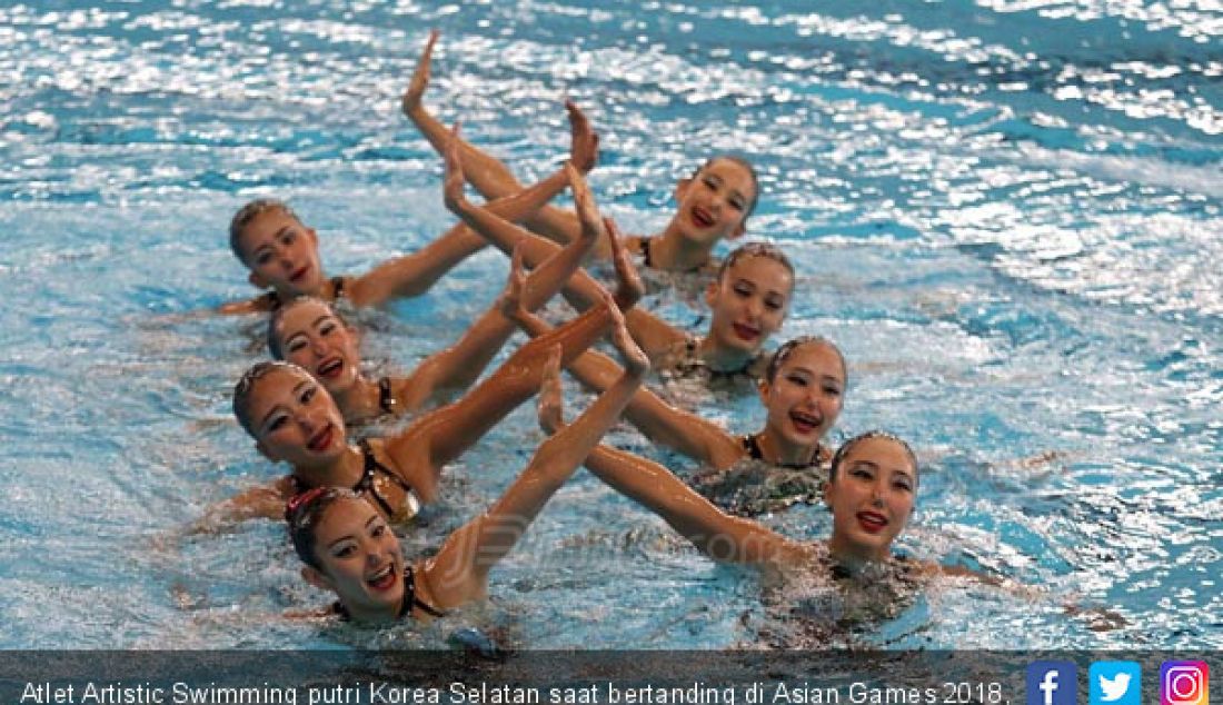 Atlet Artistic Swimming putri Korea Selatan saat bertanding di Asian Games 2018, Jakarta, Rabu (29/8). - JPNN.com