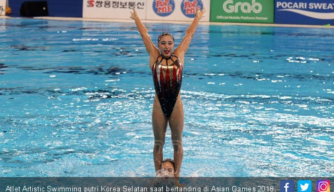 Atlet Artistic Swimming putri Korea Selatan saat bertanding di Asian Games 2018, Jakarta, Rabu (29/8). - JPNN.com