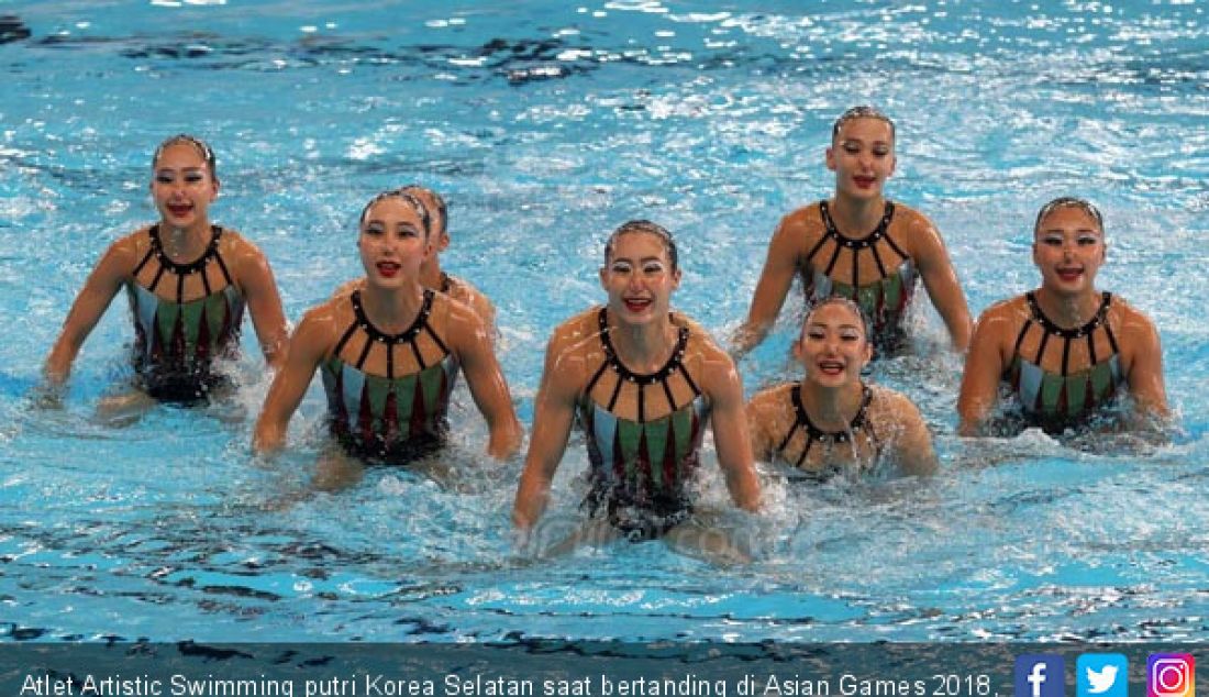 Atlet Artistic Swimming putri Korea Selatan saat bertanding di Asian Games 2018, Jakarta, Rabu (29/8). - JPNN.com