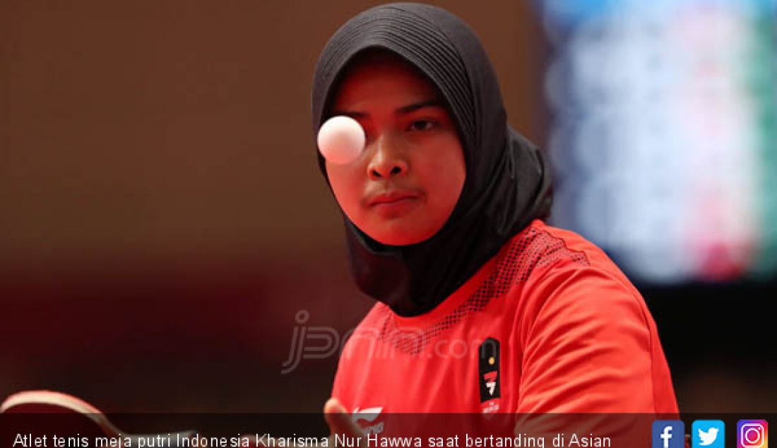 Atlet tenis meja putri Indonesia Kharisma Nur Hawwa saat bertanding di Asian Games 2018, Jakarta, Kamis (30/8). - JPNN.com