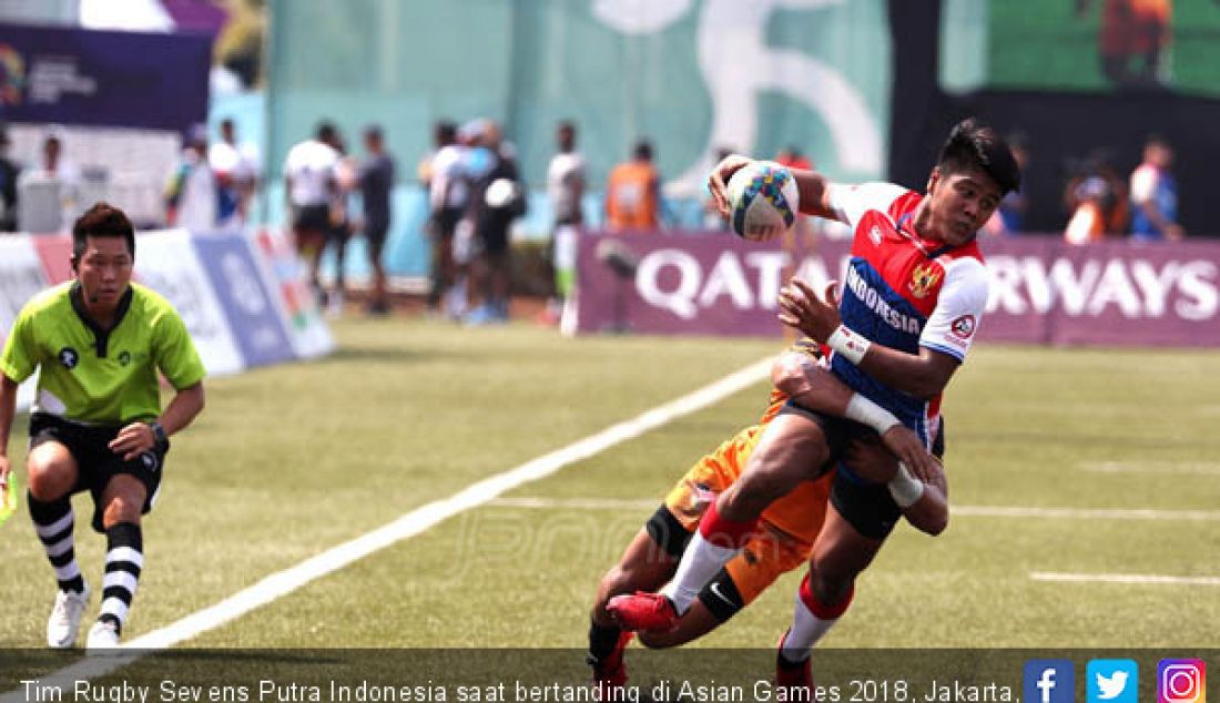 Tim Rugby Sevens Putra Indonesia saat bertanding di Asian Games 2018, Jakarta, Jumat (31/8). - JPNN.com