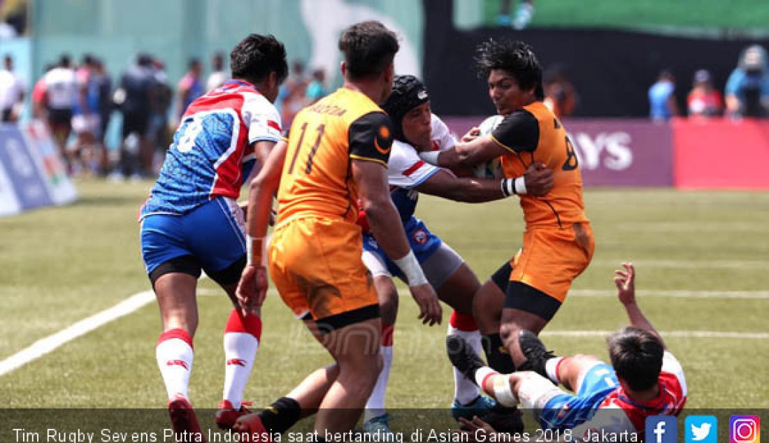 Tim Rugby Sevens Putra Indonesia saat bertanding di Asian Games 2018, Jakarta, Jumat (31/8). - JPNN.com