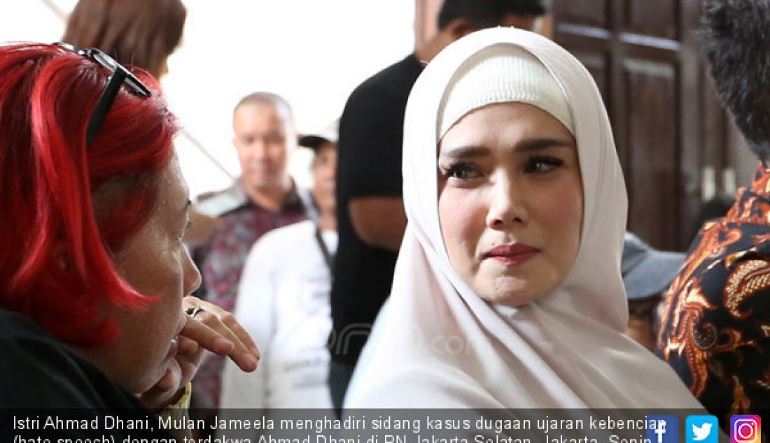 Istri Ahmad Dhani, Mulan Jameela menghadiri sidang kasus dugaan ujaran kebencian (hate speech) dengan terdakwa Ahmad Dhani di PN Jakarta Selatan, Jakarta, Senin (17/9). - JPNN.com