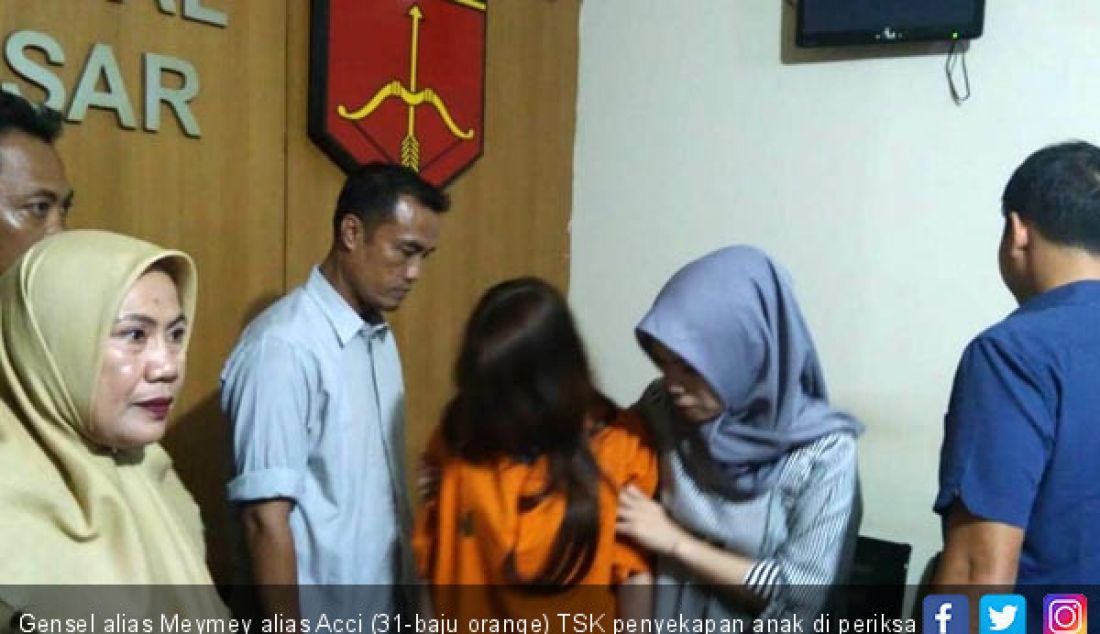 Gensel alias Meymey alias Acci (31-baju orange) TSK penyekapan anak di periksa di Polrestabes Makassar, Selasa (18/9). - JPNN.com