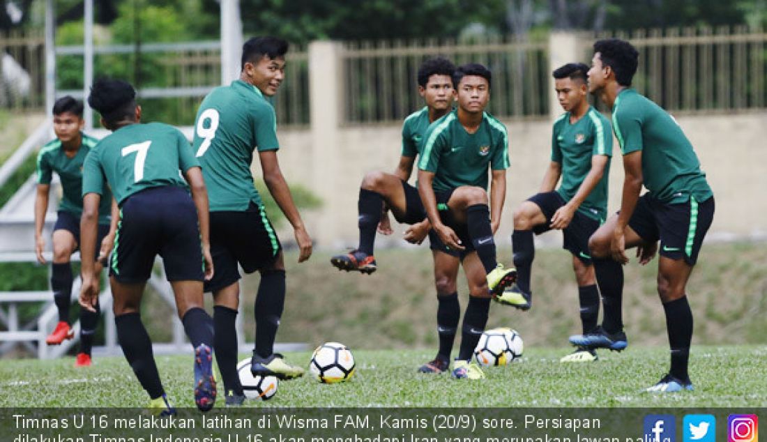 Timnas U 16 melakukan latihan di Wisma FAM, Kamis (20/9) sore. Persiapan dilakukan Timnas Indonesia U 16 akan menghadapi Iran yang merupakan lawan paling kuat di grup B. - JPNN.com