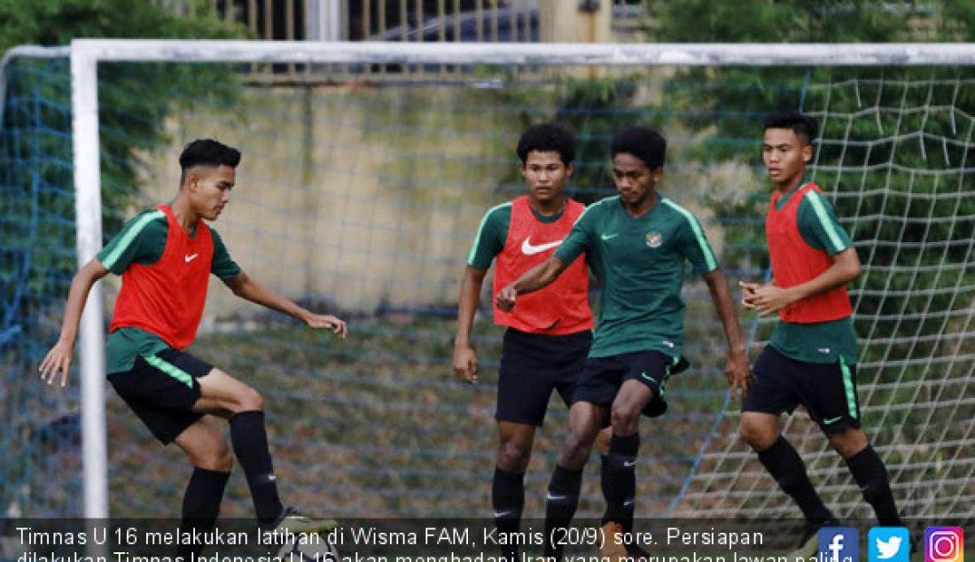 Timnas U 16 melakukan latihan di Wisma FAM, Kamis (20/9) sore. Persiapan dilakukan Timnas Indonesia U 16 akan menghadapi Iran yang merupakan lawan paling kuat di grup B. - JPNN.com