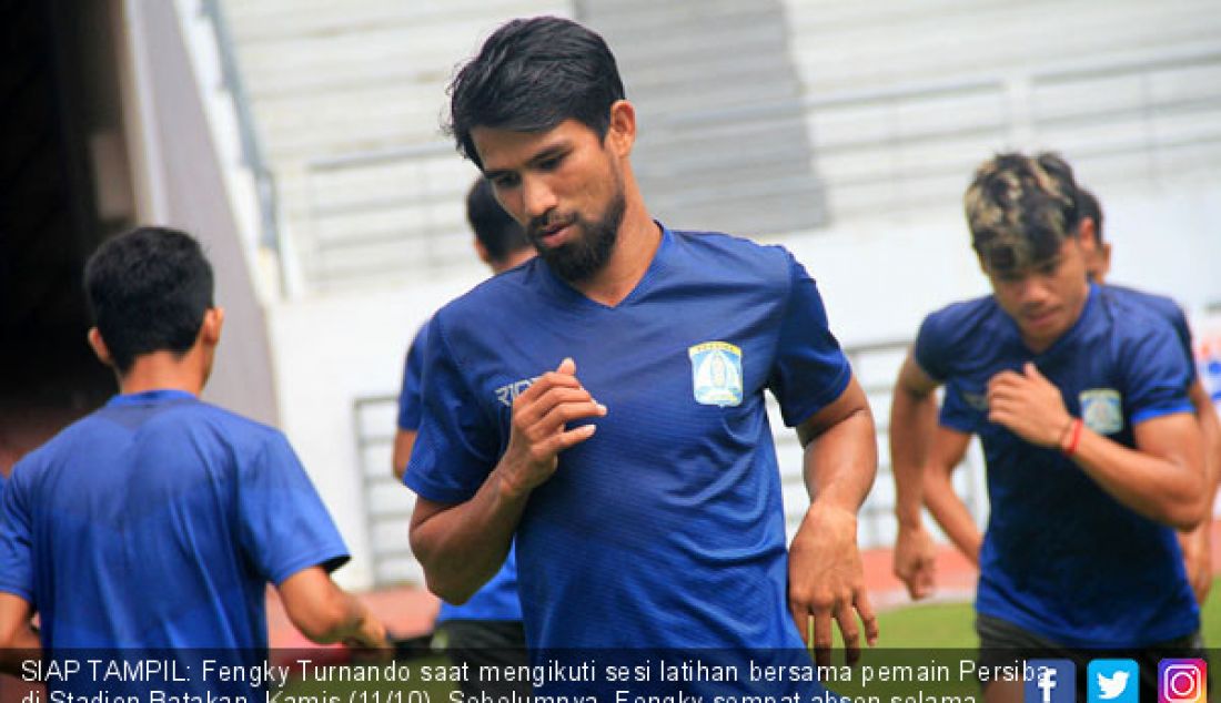 SIAP TAMPIL: Fengky Turnando saat mengikuti sesi latihan bersama pemain Persiba di Stadion Batakan, Kamis (11/10). Sebelumnya, Fengky sempat absen selama sebulan. - JPNN.com