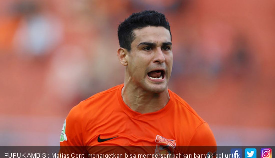 PUPUK AMBISI: Matias Conti menargetkan bisa mempersembahkan banyak gol untuk Borneo FC pada putaran kedua Liga 1 2018. - JPNN.com