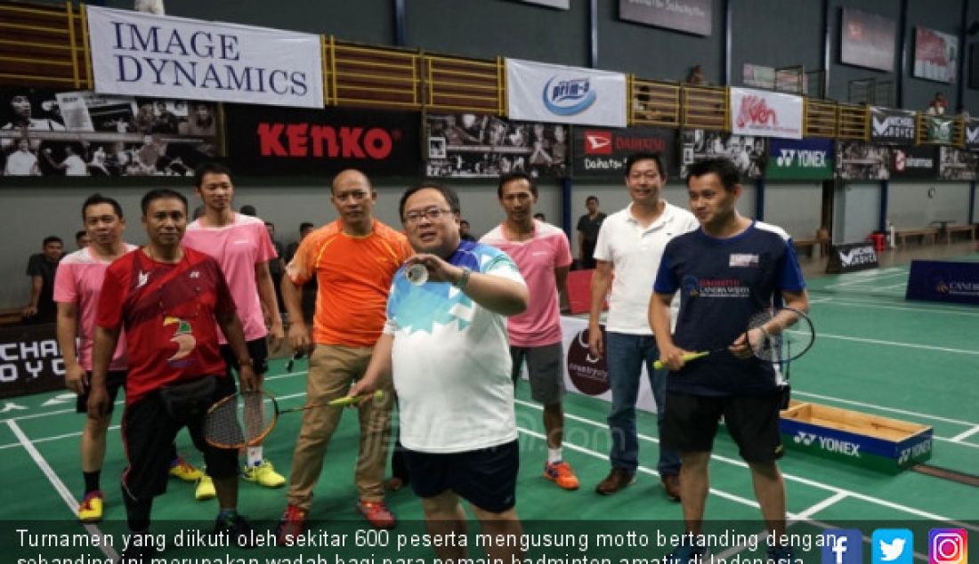 Turnamen yang diikuti oleh sekitar 600 peserta mengusung motto bertanding dengan sebanding ini merupakan wadah bagi para pemain badminton amatir di Indonesia. Baindo juga ingin menjadikan badminton sebagai olahraga massal bagi semua kalangan. - JPNN.com