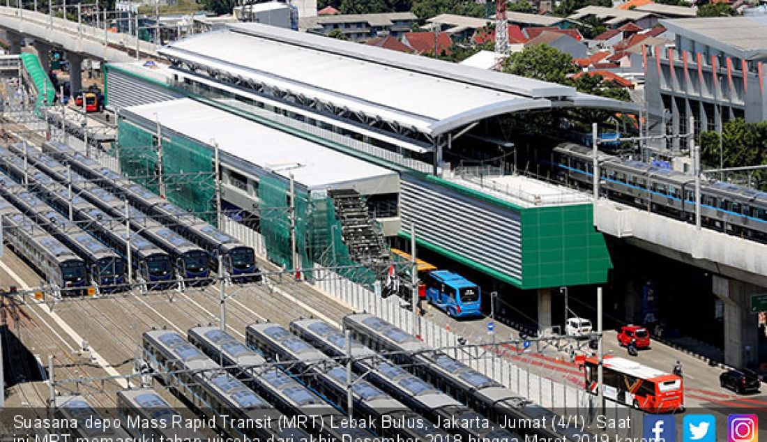 Suasana depo Mass Rapid Transit (MRT) Lebak Bulus, Jakarta, Jumat (4/1). Saat ini MRT memasuki tahap ujicoba dari akhir Desember 2018 hingga Maret 2019 karena Moda Raya Terpadu itu rencananya akan beroperasi pada Maret 2019. - JPNN.com