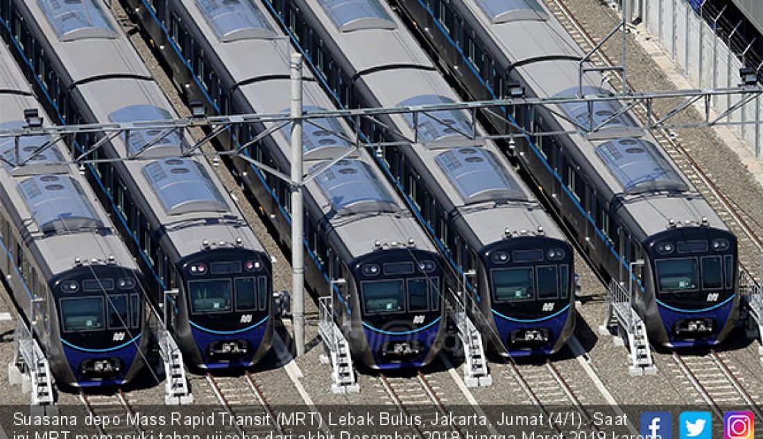 Suasana depo Mass Rapid Transit (MRT) Lebak Bulus, Jakarta, Jumat (4/1). Saat ini MRT memasuki tahap ujicoba dari akhir Desember 2018 hingga Maret 2019 karena Moda Raya Terpadu itu rencananya akan beroperasi pada Maret 2019. - JPNN.com