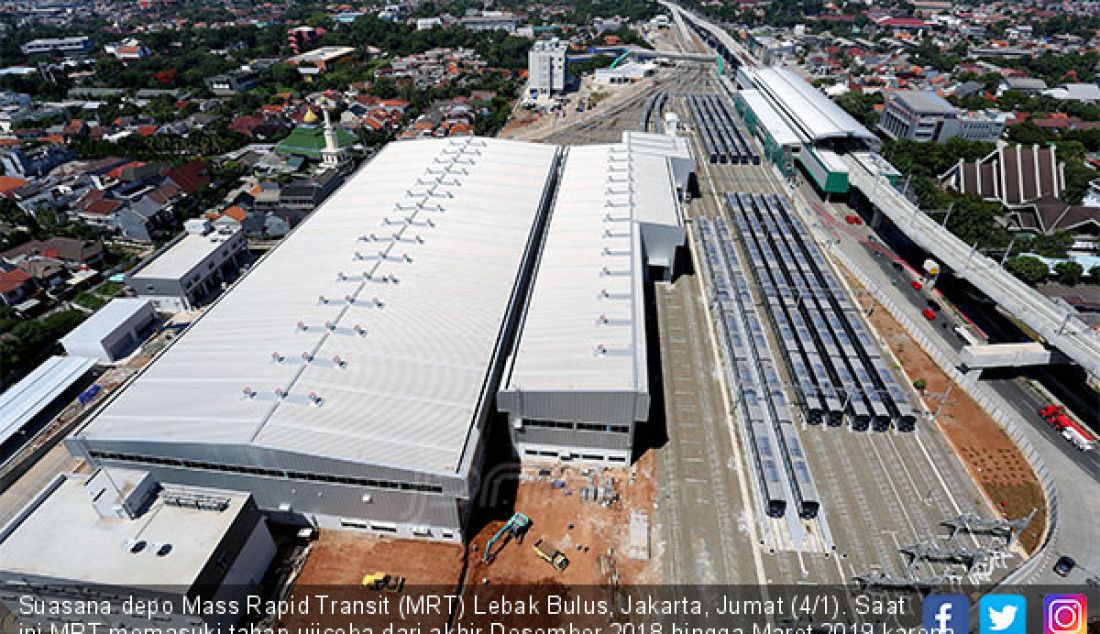 Suasana depo Mass Rapid Transit (MRT) Lebak Bulus, Jakarta, Jumat (4/1). Saat ini MRT memasuki tahap ujicoba dari akhir Desember 2018 hingga Maret 2019 karena Moda Raya Terpadu itu rencananya akan beroperasi pada Maret 2019. - JPNN.com