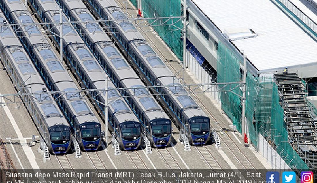 Suasana depo Mass Rapid Transit (MRT) Lebak Bulus, Jakarta, Jumat (4/1). Saat ini MRT memasuki tahap ujicoba dari akhir Desember 2018 hingga Maret 2019 karena Moda Raya Terpadu itu rencananya akan beroperasi pada Maret 2019. - JPNN.com