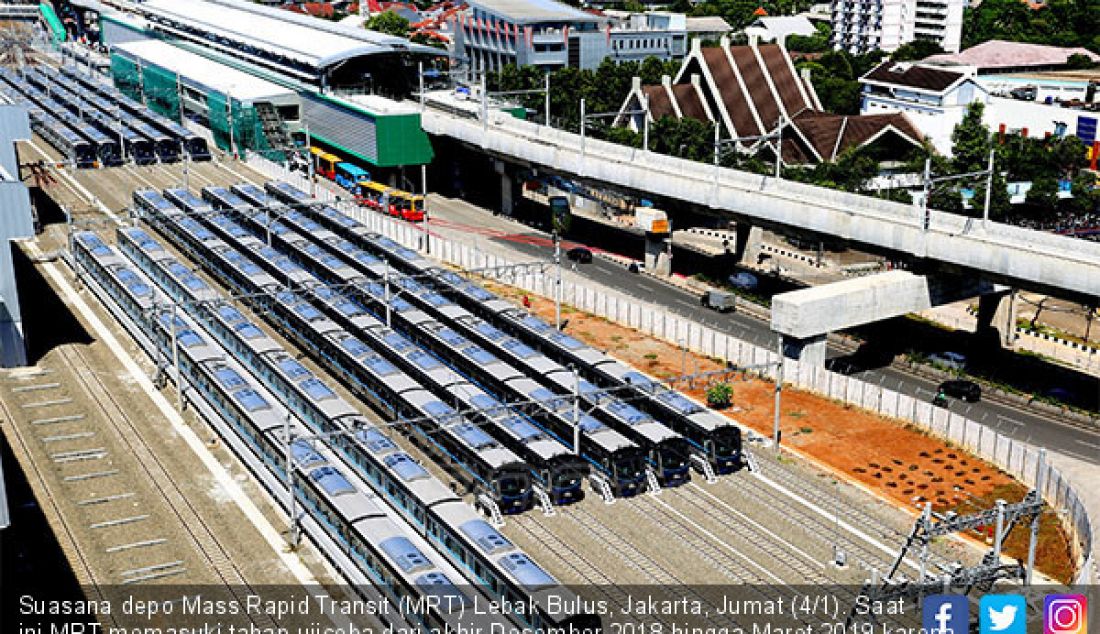 Suasana depo Mass Rapid Transit (MRT) Lebak Bulus, Jakarta, Jumat (4/1). Saat ini MRT memasuki tahap ujicoba dari akhir Desember 2018 hingga Maret 2019 karena Moda Raya Terpadu itu rencananya akan beroperasi pada Maret 2019. - JPNN.com