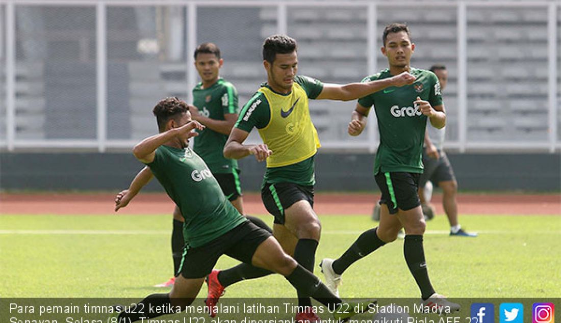 Para pemain timnas u22 ketika menjalani latihan Timnas U22 di Stadion Madya Senayan, Selasa (8/1). Timnas U22 akan dipersiapkan untuk mengikuti Piala AFF 22 di Kamboja pada Februari mendatang. - JPNN.com