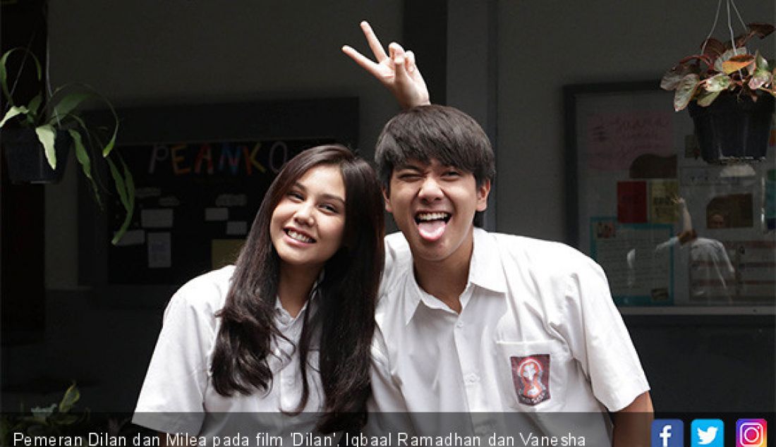 Pemeran Dilan dan Milea pada film 'Dilan', Iqbaal Ramadhan dan Vanesha Prescilla. - JPNN.com