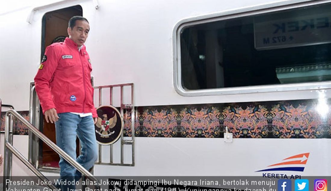 Presiden Joko Widodo alias Jokowi didampingi Ibu Negara Iriana, bertolak menuju Kabupaten Garut, Jawa Barat pada Jumat pagi (18/1). Kunjungannya ke daerah itu untuk meninjau sejumlah program pemerintah. - JPNN.com