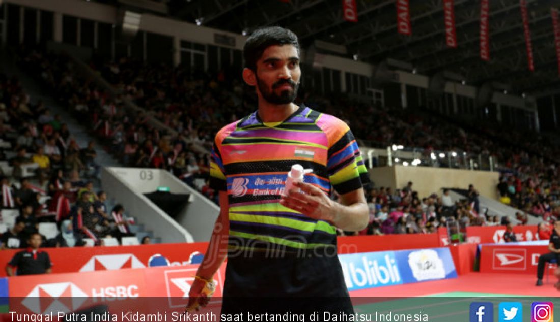 Tunggal Putra India Kidambi Srikanth saat bertanding di Daihatsu Indonesia Master 2019, Jakarta, Kamis (24/1). - JPNN.com