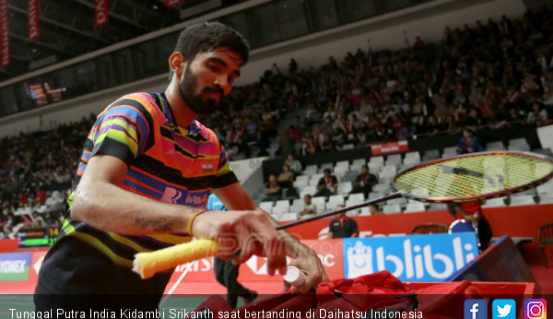 Tunggal Putra India Kidambi Srikanth saat bertanding di Daihatsu Indonesia Master 2019, Jakarta, Kamis (24/1). - JPNN.com