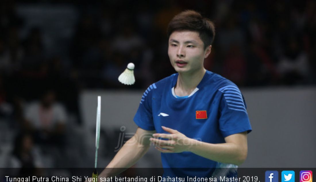 Tunggal Putra China Shi Yuqi saat bertanding di Daihatsu Indonesia Master 2019, Jakarta, Kamis (24/1). - JPNN.com