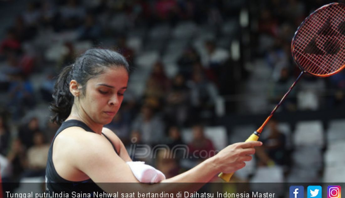 Tunggal putri India Saina Nehwal saat bertanding di Daihatsu Indonesia Master 2019, Jakarta, Kamis (24/1). - JPNN.com