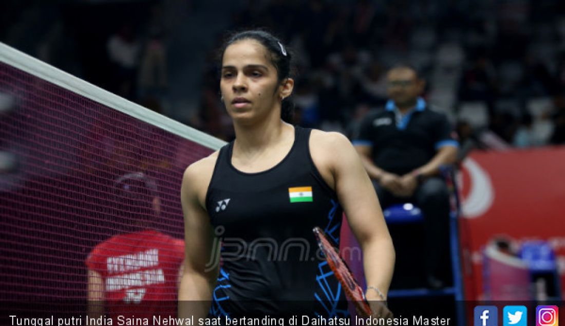 Tunggal putri India Saina Nehwal saat bertanding di Daihatsu Indonesia Master 2019, Jakarta, Kamis (24/1). - JPNN.com