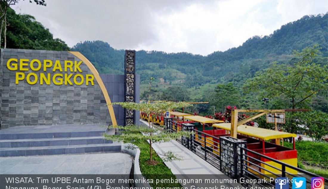 WISATA: Tim UPBE Antam Bogor memeriksa pembangunan monumen Geopark Pongkor, Nanggung, Bogor, Senin (4/3). Pembangunan monumen Geopark Pongkor ditarget selesai pada akhir tahun 2019 ini. - JPNN.com