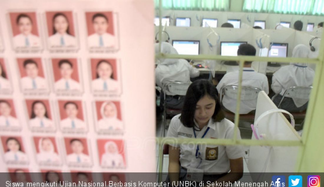 Siswa mengikuti Ujian Nasional Berbasis Komputer (UNBK) di Sekolah Menengah Atas (SMA) 70 Bulungan, Jakarta, Senin (1/4/). - JPNN.com