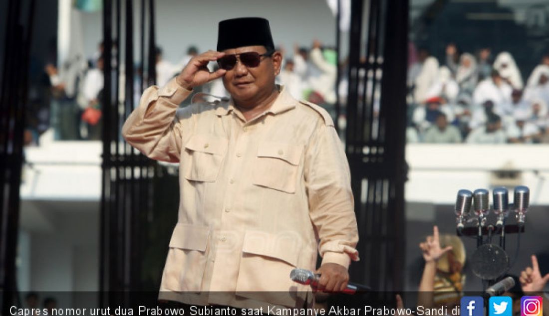 Capres nomor urut dua Prabowo Subianto saat Kampanye Akbar Prabowo-Sandi di Stadion Utama Gelora Bung Karno, Jakarta, Minggu (7/4). - JPNN.com