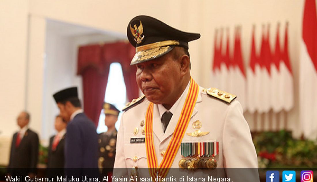 Wakil Gubernur Maluku Utara, Al Yasin Ali saat dilantik di Istana Negara, Jakarta, Jumat (10/5). - JPNN.com