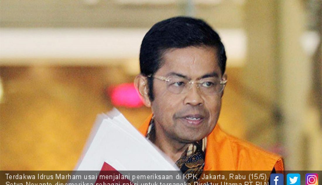 Terdakwa Idrus Marham usai menjalani pemeriksaan di KPK, Jakarta, Rabu (15/5). Setya Novanto dipemeriksa sebagai saksi untuk tersangka Direktur Utama PT PLN nonaktif Sofyan Basir. - JPNN.com