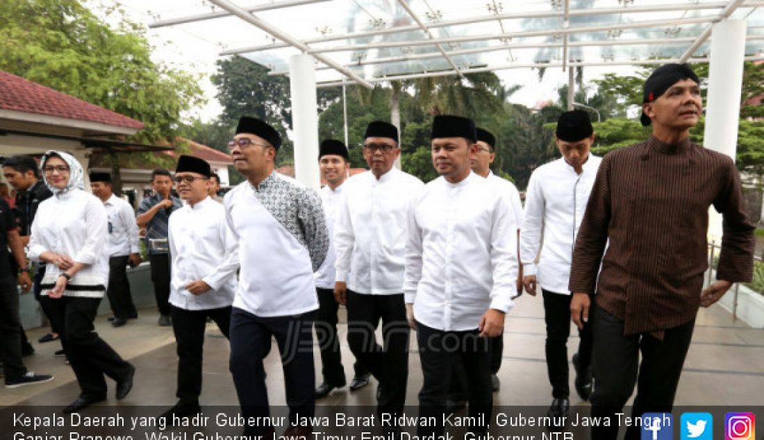 Kepala Daerah yang hadir Gubernur Jawa Barat Ridwan Kamil, Gubernur Jawa Tengah Ganjar Pranowo, Wakil Gubernur Jawa Timur Emil Dardak, Gubernur NTB Zulkiflimansyah, Gubernur Sulsel Nurdin Abdullah, Walikota Tangsel Airin Diani , Bupati Banyuwangi Azwar Anas, Walikota Bogor Bima Arya. - JPNN.com